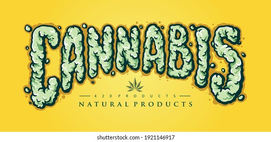 Cannabis Text Smoke Element illustrations for your work Logo, mascot merchandise t-shirt, stickers and Label designs, poster, greeting cards advertising business company or brands.
