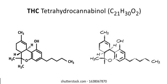 Vector Set Chemical Formula Cannabidiol Tetrahydrocannabinol: เวกเตอร์ ...