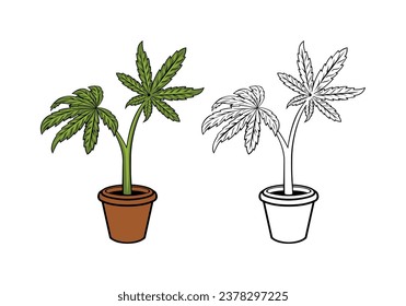 Formato vectorial de ilustración de árbol de cannabis , adecuado para sus necesidades de diseño, logotipo, ilustración, animación, etc.