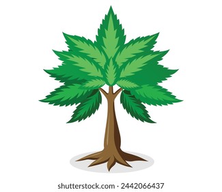 Cannabis tree isolated flat vector illustration on white background.