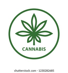 Cannabis, using for icon or logo. Line vector. Isolate on white background.