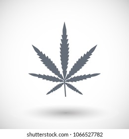 Cannabis vector flat icon, flat design of medical cannabis, hemp or weed  with round shadow isolated on light background, vector illustration