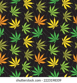 Patrón floral vectorial de cannabis. papel envolvente, fondo, tela. Patrón vectorial sin fisuras con escalada decorativa.