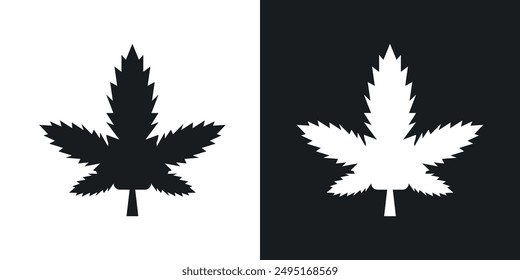 Cannabis vector icon set in solid style.