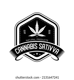 Cannabis Vector Illustration Logo, T-shirt Design And Shop Logo, Cannabis Leaf Vintage Logo Design, Medical Badge