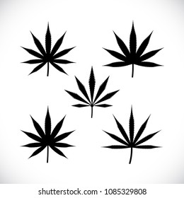 Cannabis vector illustration. Set of 5 Cannabis/Weed/Marijuana