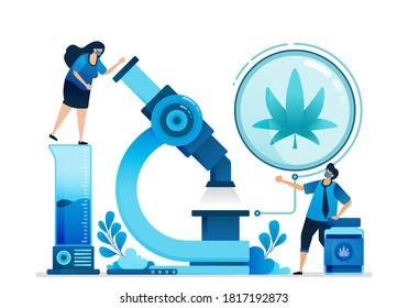 Cannabis vector illustrations. Research and development of ganja for education, health and commercial medicine. Can be used for landing page, website, web, mobile apps, flyer banner, template, poster
