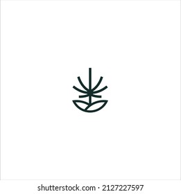 plantilla de logotipo de línea de vector de cannabis en color negro