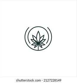 plantilla de logotipo de línea de vector de cannabis en color negro
