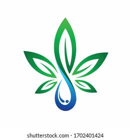 Logo del vector de cannabis, diseño del logo del aceite