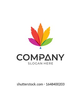 Vector de cannabis, diseño del logo de la hoja de marihuana, colorido estilo de transparencia.