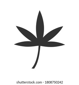 Esquema vectorial de cannabis. Icono de la hoja de marihuana aislado en blanco.