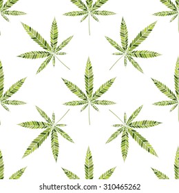 Cannabis vector pattern. Medical marijuana seamless background for designs.