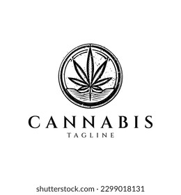 Cannabis vintage logo design vector illustration