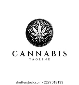 Cannabis vintage logo design vector illustration