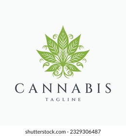 Cannabis vintage logo design vector illustration