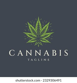 Cannabis vintage logo design vector illustration