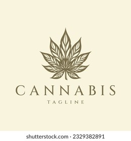Cannabis vintage logo design vector illustration