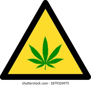 Icono de advertencia de cannabis con estilo plano. Imagen de icono de advertencia de cannabis vectorial aislado en un fondo blanco.