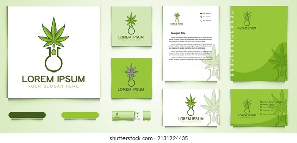 Cannabis, Water Oil drop, Lab Logo and business branding template Designs Inspiration Isolated on White Background