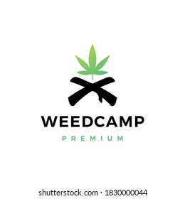 cannabis weed camp logo vector icon illustration