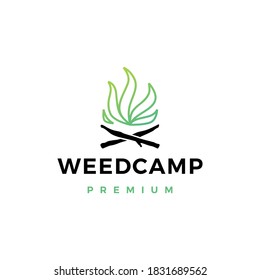 cannabis weed camp logo vector icon illustration