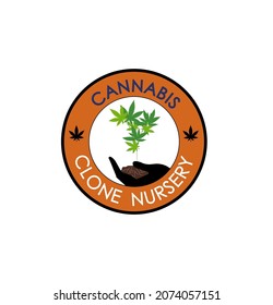 Cannabis, Weed, Gaanja Clone Nursery Farm Emblem Badge Business and Medicinal Logo Design