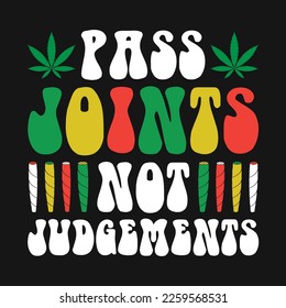 Camiseta vectora de tipografía de hierba de cannabis
