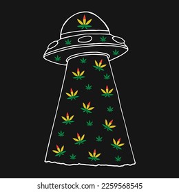 Camiseta vectora de tipografía de hierba de cannabis