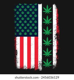 Cannabis Weed USA Flag Vector T-Shirt Design
