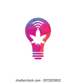 Diseño del logotipo vectorial de la bombilla wifi de cannabis. Símbolo o icono de Hemp y señal.