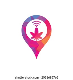 El diseño del logotipo vectorial de la forma wifi de cannabis. Símbolo o icono de Hemp y señal.