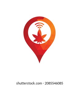 El diseño del logotipo vectorial de la forma wifi de cannabis. Símbolo o icono de Hemp y señal.