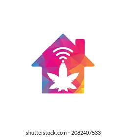 Diseño del logotipo vectorial de la forma del vector del wifi de cannabis. Símbolo o icono de Hemp y señal.