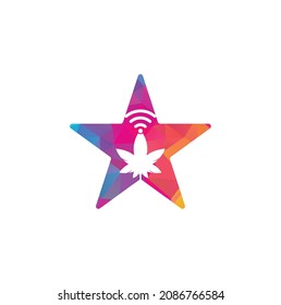 Cannabis WiFi-Stern Form Vektorlogo Design. Hanf und Signalsymbol oder Symbol.