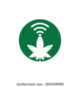 Cannabis wifi vector logo design. Hemp and signal symbol or icon.