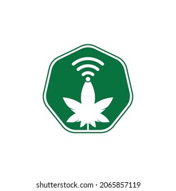 Cannabis wifi vector logo design. Hemp and signal symbol or icon.
