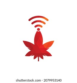 Diseño del logo vectorial de la wifi de cannabis. Símbolo o icono de Hemp y señal.
