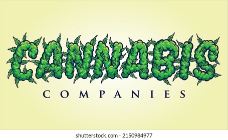 Cannabis word lettering and smoke effect vector illustrations for your work logo  merchandise t  shirt  stickers   label designs  poster  greeting cards advertising business company brands