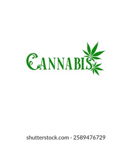 Cannabis Wordmark Logo. cannabis blends into text.