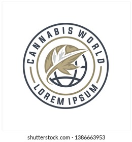 cannabis world logo vector, leaf