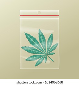 cannabis in zip bag vector design