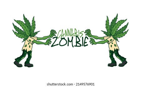Cannabis zombie, two zombies, THC Free vector