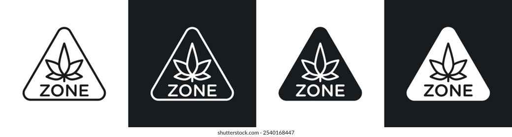 Cannabis zone traffic sign in black and white colors.