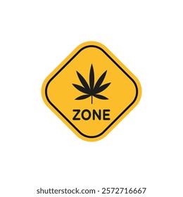 Cannabis zone traffic sign flat line symbol set.