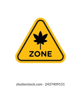 Cannabis Zone Traffic Sign Vector Line Icon Illustration.