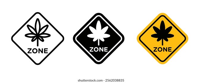 Cannabis zone traffic sign vector set