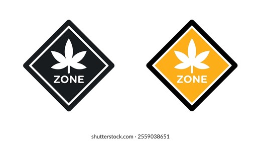 Cannabis zone traffic sign vectors in black and colored version