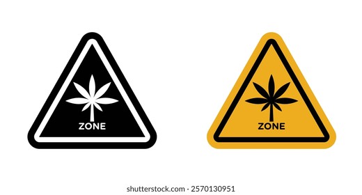 Cannabis zone traffic sign vectors in flat syle