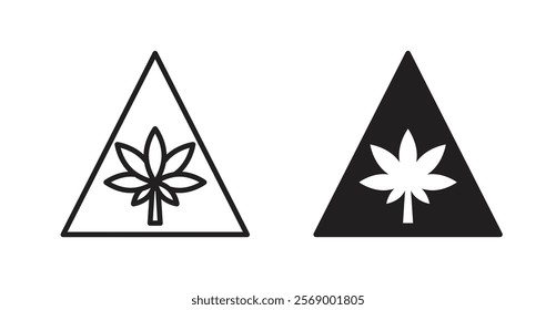 Cannabis zone traffic signs set vector graphics designs